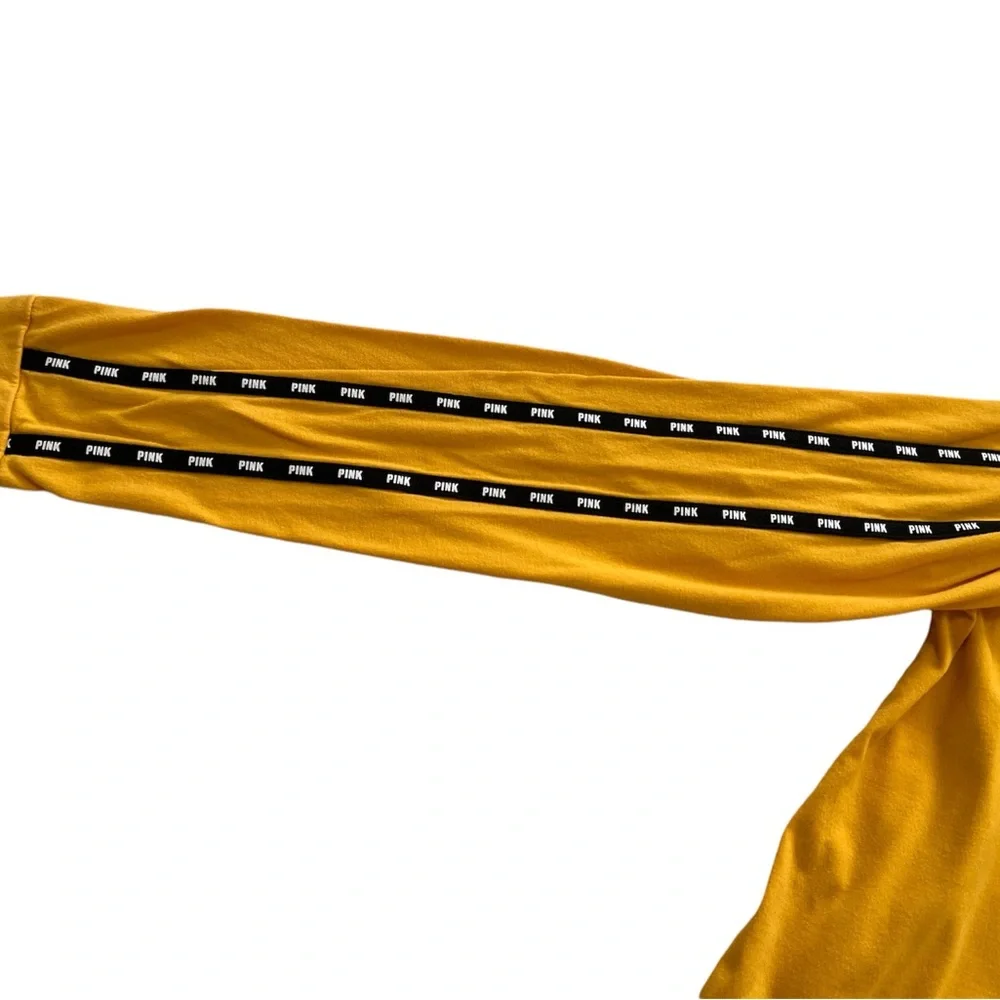 Victoria's Secret Pink Hoodie Varsity Tee Shirt in Golden SZ M | Yellow VS Pink - Picture 9 of 12